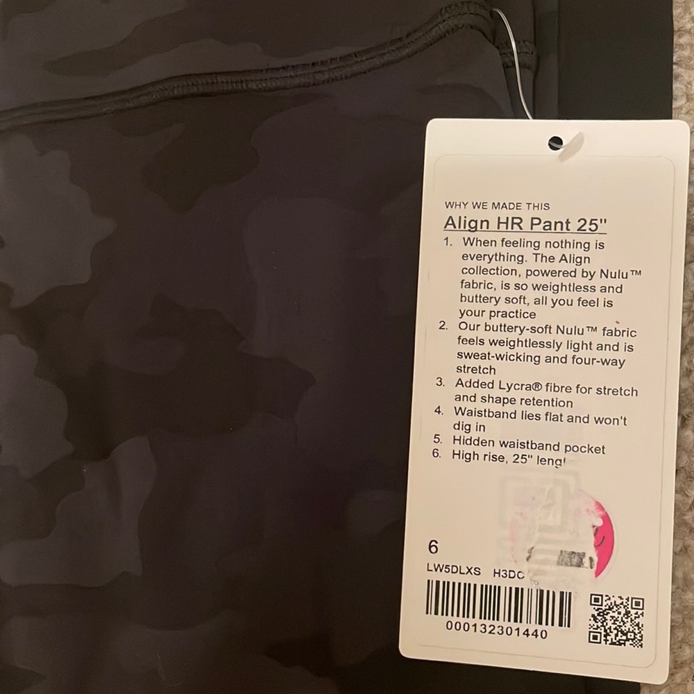 NWT lululemon black camo align pants